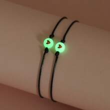 2pcs/Set Luminous Heart-Shaped Friendship Bracelet Jewelry Set, Gift For Couples & Friends - Bracelet Set - View 3