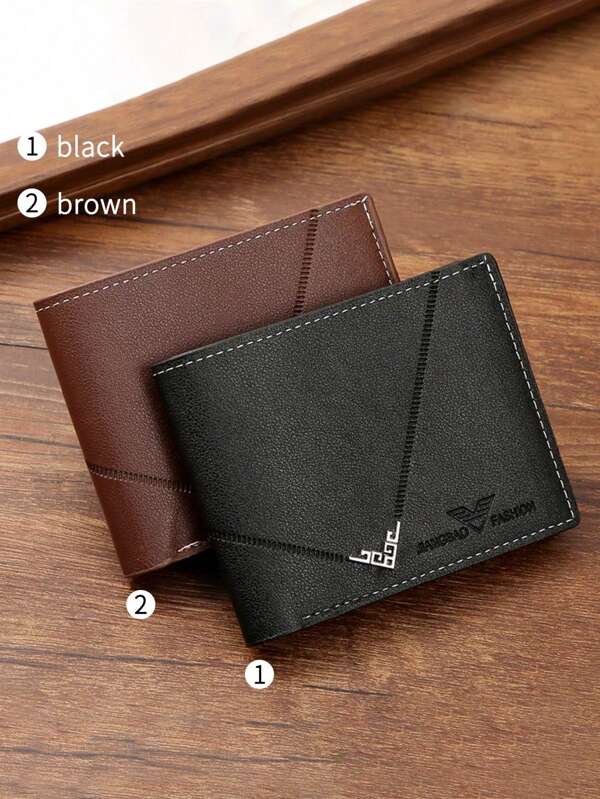 New Men's Short Wallet & Card Holder With Money Clip, Id Photo Frame And Multiple Card Slots, PU Soft Leather High-Grade Position Large Capacity Business Casual Purse With Letter Document Holder, Fashion Casual Money Clip For Youth Male Gifts For Men Christmas Gifts Vintage Christmas Bags