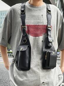 Fashionable Personalized Water-Resistant PU Material Waist Bag, Unisex Portable Casual Waist Pack Suitable For Work Commute Shopping