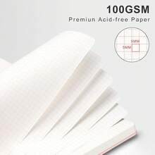 AHGXG Bullet Dotted Journal Notebook, Hardcover Leather Dotted Notebook 140 Pages, A5 Grid Paper Notebook, Gsm Thick Paper, Bullet Journaling, 5. X 8.3, Sage Green - vàng hồng - Xem 3