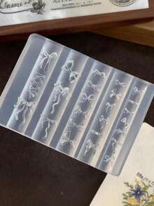 1 件 25 种蝴蝶结款式美甲硅胶模具甜美芭蕾风格可爱优雅蝴蝶结大号立体软硅胶雕花模具 - 無色 - 查看 3