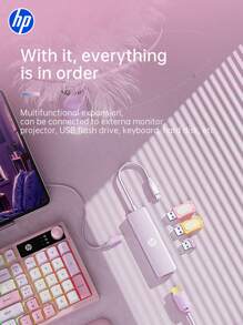 HP HP Docking Station USB With Type C Charging Adapter 3.0 Splitter Compatible With Apple Laptop Converter 4K Projection PD Charging Docking Station Four In One(Black, White, Milk Tea, Silver)