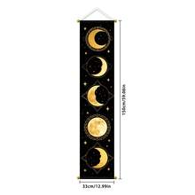 Moon Phase And Planets Tapestry Wall Hanging Decorative Banner, Aesthetic Art Decor For Bedroom, Dorm, Living Room - Black Gold - View 6