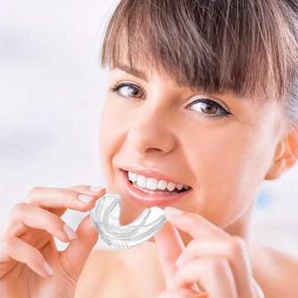1pc Transparent Teeth Whitening And Straightening Tray, Odorless Oral Care Accessories For Night Use, Relief Teeth Grinding