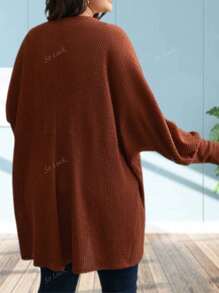 Solid Color Batwing Sleeve Loose Version, Back To School Season, Daily Outgoing Street Wear, Elegant Long Sleeve Cardigan Unbutton Oversized Style Women Party Outfit