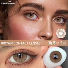 Eyeshare 1 对全新彩色隐形眼镜，适合眼睛自然蓝镜片紫色镜片灰色隐形眼镜棕色镜片年度软镜片万圣节服装角色扮演 - 棕色 - 查看 4