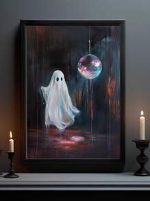 1pc, Canvas Hanging Painting, Framed Art Decoration, Hangable, Wall Art, Poster, Framed Wall Art, Cute Avant Garde Halloween Decorations, Disco Ball Spooky Party, Cute Halloween Spooky Paintings, Vintage Style Art, Disco Ball Poster, Avant Garde Dorm Room Wall Art, Autumn Decorations, Halloween Decorations, Halloween Autumn Decorations, Room Decorations, Dorm Room Decorations, Bedroom Decorations, Office Decorations, Holiday Party Decorations Home Decor Fall Decor