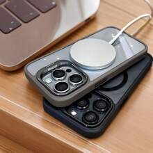 Funda protectora de teléfono de marco metálico magnético simplificado, película protectora de lente y soporte 3 en 1, adecuada para iPhone 16, 16 Pro, 16 Pro Max, 15, 15 Pro, 15 Pro Max, 14, 14 Pro, 14 Pro Max, 13, 13 Pro, 13 Pro Max, 12, 12 Pro, 12 Pro Max, 11. Carcasa rígida antiarañazos, a prueba de golpes y resistente al agua.