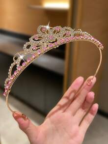 1 件女士优雅水晶皇冠、复古风格头饰、新娘配饰、仙女风格装饰、节日服装、新娘礼物、派对用品、金发夹、夏季女士配饰、舞会头饰、伴娘礼物、花冠、头饰、服装皇冠、发饰、学校用品、金皇冠