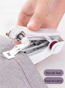14 Freebies/ 1 Set Portable Mini Sewing Machine, Handheld Manual Easy Sewing, Home Portable Tailor, White - 1pc, Small Tailor