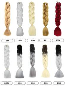 24 Inch High Temperature Synthetic Braiding Hair Bundles, Suitable For Braiding, Colors Include Light Brown, Platinum Blonde, Gray, Black, Brown Gradient, Multicolor, Fashion Braiding Hair Extensions, Suitable For Daily, Party, Cosplay, Music Festival And More - Multicolor - View 2