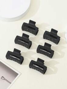 6 件/包哑光色小号发夹，优雅的刘海和散发发饰 - 黑色 - 查看 1