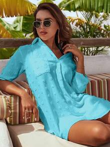 Women's Swimsuit Cover - Ups White Chiffon Bikini Swimwear Beach Dress Outfits Summer 6HQS - Fluorescent Blue - 查看 7