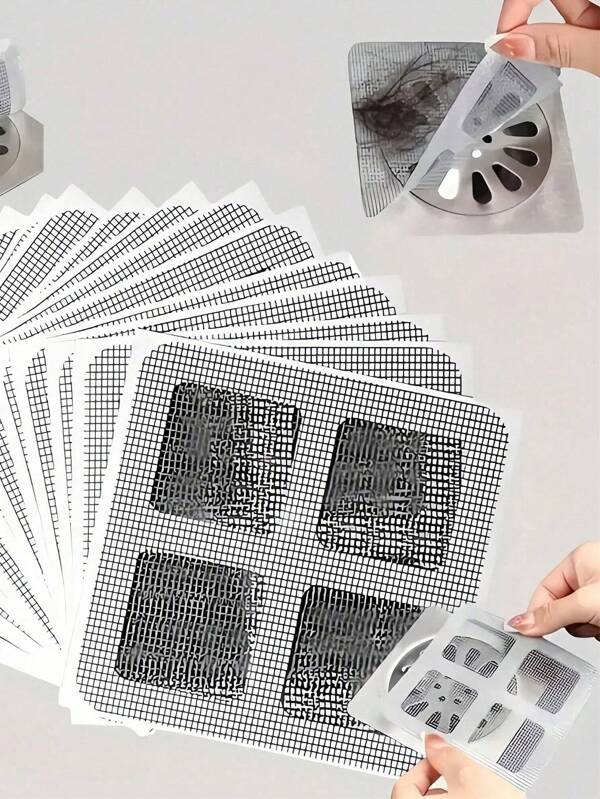 50pcs Shower & Bathtub Hair Catcher - Easy To Use, Drain Filter Stickers, Disposable Drain Covers, Suitable For Shower, Sink, And Laundry Room, Easy To Stick, Hair Stopper Drain Cover, Disposable Drain Filter, Bathroom Hair Catcher Plug, Drain Cover, Kitchen Sink Filter, Disposable Shower Drain Hair Collector, Floor Drain Filter Stickers, Hair Stopper For Bathroom Bathtub, Bathroom Accessories