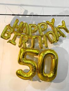 金色生日數字鋁箔氣球，成人派對裝飾，中性款，10 11 12 15 18 25 30 40 50 60 歲，聖誕節 - 金色 - 查看 3