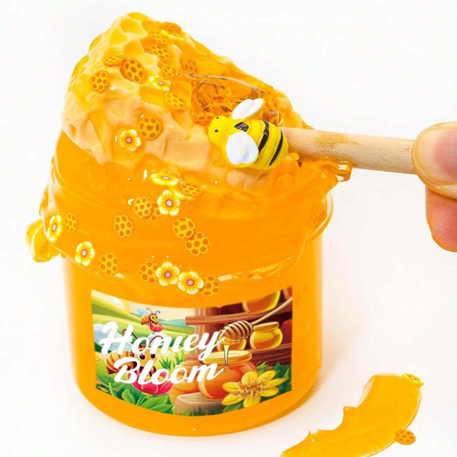 Slime con temática de miel (7oz) - Slime texturizado transparente - Slime hecho a mano - Slime para ASMR