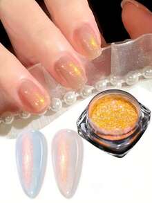 沙云日落橙色极光闪光粉 - 带有金色和蓝色色调的多色闪光，细颗粒和粗颗粒适用于美甲、音乐节化妆、DIY 美甲 - 女士指甲装饰、指甲闪光、节日美容交流