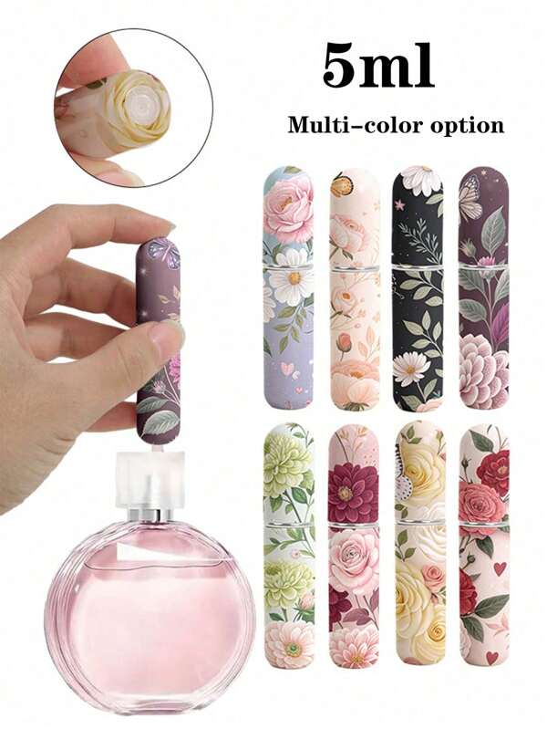 1 pièce Nouveau flacon de parfum imprimé joli papillon de 5 ml, petit flacon de voyage portable avec remplissage par le bas et pulvérisation directe, pulvérisation délicate et uniforme. Choix parmi divers modèles imprimés. Le flacon de pulvérisation peut être réutilisé. Conception de parfum à remplissage par le bas. À emmener partout, en tout temps. Divers styles convenant à différentes occasions, pour petites amies, amies, mère, vaporisateur de parfum pour femmes