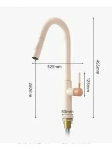 1 pièce Robinet rétractable en laiton de qualité supérieure, en matériau intégralement en cuivre, avec jet pivotant à 360°, extensible jusqu'à 60 cm de long, avec mode de débit d'eau réglable. Robinet d'évier de cuisine, robinet d'évier de salle de bain.
