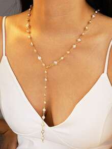 1 chiếc vòng cổ dài đính đá pha lê nhiều màu sắc thời trang, thanh lịch và gợi cảm, thích hợp cho kỳ nghỉ hè, hẹn hò, tiệc tùng, quà tặng Giáng sinh, đa năng để đeo hàng ngày - Bạc - Xem 3