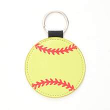 定制PU皮革名字棒球垒球钥匙扣，个性化运动队钥匙扣，篮球、足球、排球皮革钥匙扣个性化礼物