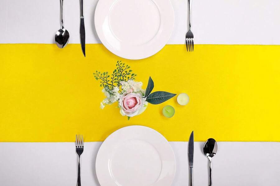 10-Pack Satin Table Runner Yellow 12 X 108 Inches Long, Table Runners For Wedding, Birthday Parties, Banquets Decorations(10 Pack, 12x108 Inch, Yellow) - Yellow - View 1