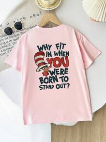 Camiseta con eslogan genial, camiseta de cuello redondo con estampado gráfico para niña preadolescente de manga corta, para estudiantes jóvenes, verano