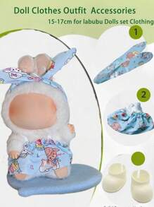 1 Set 17cm Doll Outfit Making Kit For Labubu - Multiple Adorable & Cool Styles (Clothes+Head Ornament+Shoes) /DIY Fashion Gift Set For Girls Kids & Friends/Cute Birthday Party Costumes, Stylish Easter Christmas Outfits (Doll Not Included) /Fun Music Festival & Summer Travel Role Play Accessories