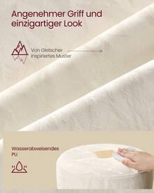 VASAGLE Schminkhocker, Schminkstuhl, Barhocker, höhenverstellbar, 360° drehbar, PU, Dicke Polsterung, für Schlafzimmer, Küche, Esszimmer, modern, cremeweiß - Weiss - Übersicht 5