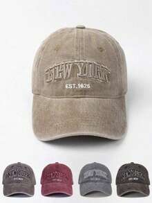 1pc/2pcs Unisex Embroidered "NEW YORK" Washed Baseball Cap, Adjustable Outdoor Casual Hat - A - View 1