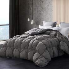 Lesnncier Luxurious Heavyweight Goose Down Feather Fiber Comforter Duvet Insert, Exquisite Gray Pinch Pleat Design, Oversize Palatial King 106 X 90, (Dark Gray) - Màu xám đen - Xem 8