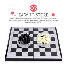 磁性象棋套装带棋子收纳盒，便携式折叠旅行象棋套装，适合儿童、成人、初学者和家庭娱乐