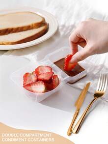 20pcs Reusable Snack Containers With Lids, New Design Snack Boxes, Snack Divider Boxes, Snack Packaging Boxes, Double Layer Snack Boxes, Suitable For Dining Out And Camping - Multicolor - View 5