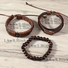 10pcs/20pcs/30pcs Bohemian Western Cowboy Style Turquoise Beaded Elastic Bracelet Set