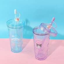 Miniso Sanrio Cinnamoroll Summer Star - Cốc ống hút lấp lánh, dung tích 420mL/14,78oz, nhẹ, nhựa chất lượng cao, chống sốc và dễ vệ sinh, vật dụng uống nước di động tuyệt vời cho người đam mê thể dục/du lịch vào mùa hè (1 chiếc) - màu xanh lá - Xem 6