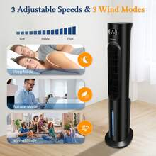 1pc 3-In-1 Tower Fan, Humidifier, Evaporative Cooler With Remote Control, 6L Water Tank, LED Display, Oscillating, Timing, 3 Modes, 3 Speeds, Low Noise, Handle, Child Lock, Energy Efficient, Black - View 4