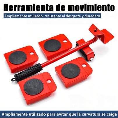 Juego de 5 herramientas resistentes para mover muebles, ruedas giratorias universales de 360°, material duradero, no requiere electricidad ni baterías, adecuado para sofás, refrigeradores, etc.