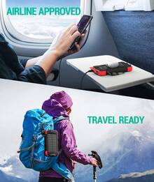 SUNVEZA Sạc dự phòng năng lượng mặt trời 10000Mah/36800mAh/40000Mah, Sạc nhanh QC3.0 Cổng USB kép, Đèn pin LED tích hợp và La bàn cho mọi điện thoại di động và thiết bị điện tử, Thích hợp cho kỳ nghỉ hè, du lịch/cắm trại ngoài trời và dự phòng khẩn cấp, Sạc dự phòng năng lượng mặt trời - 10000Mah - Xem 9