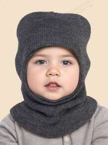1pc Kids/Baby Solid Color Knitted Cute Balaclava Hat, Warm & Suitable For Autumn/Winter Outdoor Daily Use - 1PC - View 3