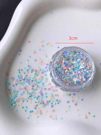 盒装糖果色幻彩星光美甲饰品闪光迷你五角星多巴胺彩色美甲用品指甲饰品美甲宝石