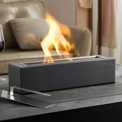 Sweiko Braciere da tavolo, 0,7 l, camino in acciaio inox, con lana refrattaria e feltro, braciere, braciere a legna senza fumo, coperchio con maniglia, camino da tavolo per esterni, per pellet o legna, braciere, braciere, per balcone e giardino, terrazza, balcone, 380 x 100 x 135 mm, grigio