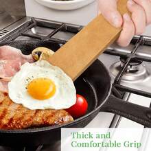 FG-Soup Spoons3cs Wooden Las, 12inch Long Handle Flat La Set Nonstick Ans, Multiuse Wooden Soons O, Wood O Utensil Frying, Fliing, Scing, And Rningdinnerware Gold Spoon