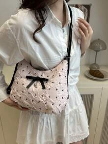 Summer Refreshing Bowknot Crescent-Shaped Sling Bag, Single/Double Shoulder Multifunctional Backpack - Pink - View 8