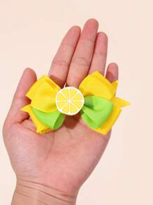 2 Stücke zitronen-gelbe Haarschleifenclips, Sommer-Obst Barrettes aus Ripsband, Haarspangen mit Schleifen für Mädchen, Sommer-Haaraccessoires