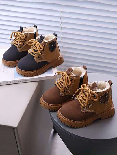 1 Pair Girls Soft Sole Fashion Versatile Casual Boots For Winter