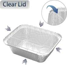 100 Pack 2 Lb Rectangular Disposable Aluminum Foil Pan 32 Oz Take Out Food Containers With Clear Plastic Dome Lids, For Catering, Baking, Roasting Food - Beige - View 2