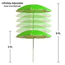 Heavy Duty Folding Beach Umbrella, Large 220cm Multicolor Garden Umbrella With Carry Bag, Lightweight Sun Umbrella UV 50 Protection Outdoor Umbrella With Aluminum Tube, Ideal Umbrella For Outdoor/Beach/Summer - màu xanh da trời - Xem 2