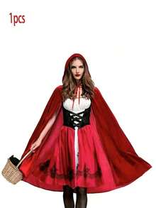 1pc/Festive Rave Party Hooded Velvet Cape Cape Performance Cosplay Costume Props,Halloween - Multicolor - View 3