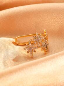 1 pieza Pendiente tipo ear cuff de circonita cúbica con diseño de copo de nieve elegante y sencillo, adecuado para uso diario, reuniones, fiestas y vacaciones