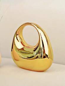 Túi xách hình trăng lưỡi liềm bằng acrylic, kích thước lớn, thời trang, đa năng, có dây đeo vai và đeo chéo, kèm ngăn đựng điện thoại, hộp đựng tai nghe, quà tặng cho ngày Valentine, sinh nhật, kỷ niệm. - Vàng - Xem 6